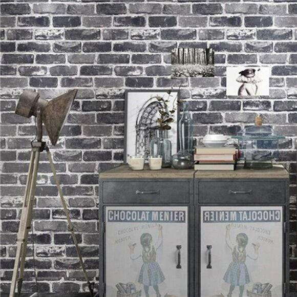 Grey Brick Peel and Stick Wallpaper Self Adhesive Vinyl Contact Paper Roll - Picture 2 of 8